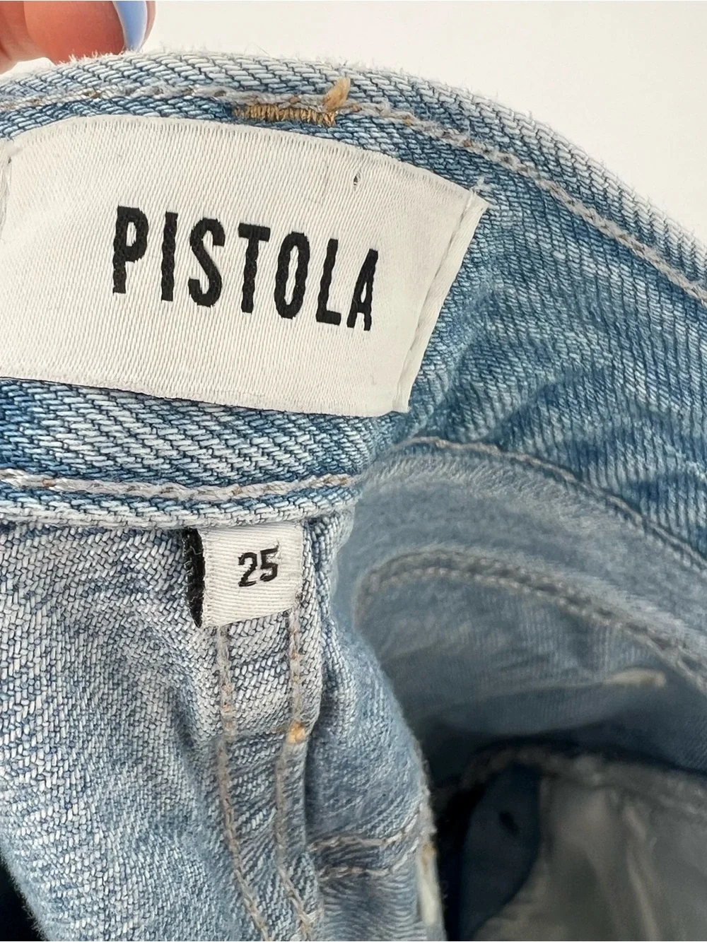 Pistola Lexi Mid-Rise Bowed Straight-Leg Jeans 25 Vintage Wash - Picture 9 of 15